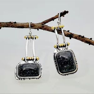 Drop Earrings Inlaid Synthetic Gems Boho Style Hook Earrings Sweet Zinc Alloy